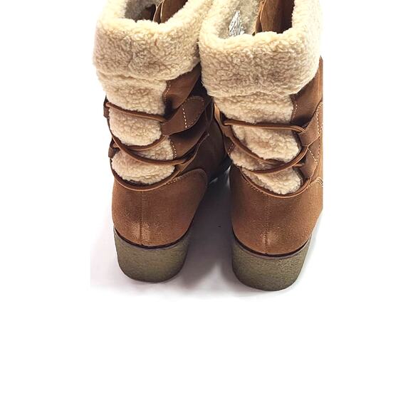 Lands End Charles short cognac brown snow boots women's 8 NIB suede leather - Picture 4 of 11